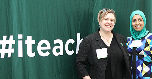 #iteach MSU sign with Jess Knott and Summer Issawi